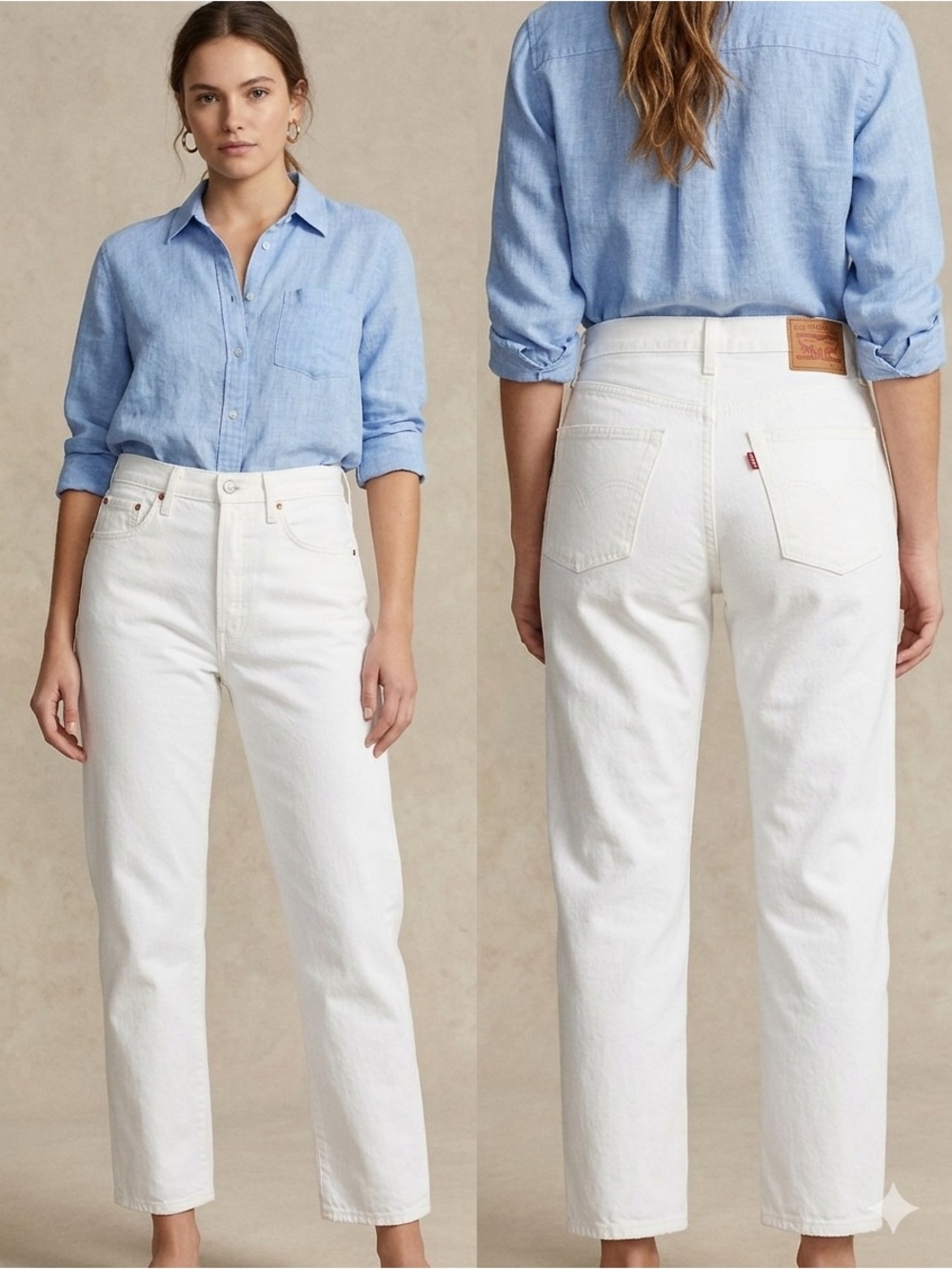 Women’s Vintage Levi’s Strauss & Co White Denim Jeans - Classic Straight Fit